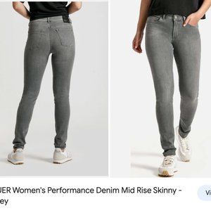 DUER Women's Performance Denim Mid Rise Skinny - Grey